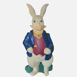 Alice in Wonderland Wood Rabbit Sculpture Primitive Folk Art Paul B Rolfe Easter